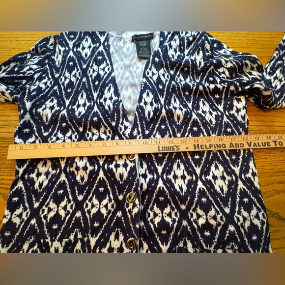 Grace Elements Women's L Boyfriend Cardigan Navy White Toggle Buttons Sweater - Picture 3 of 6